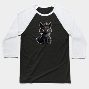 Spooky Black Cat Design Baseball T-Shirt